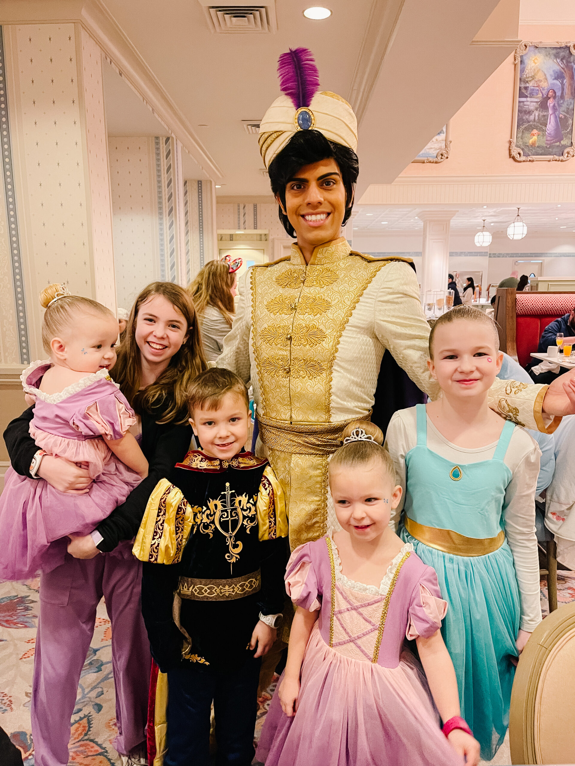 1900 Park Faire character meet with 5 kids and Prince Ali, Aladdin, Walt Disney World, Grand Floridian